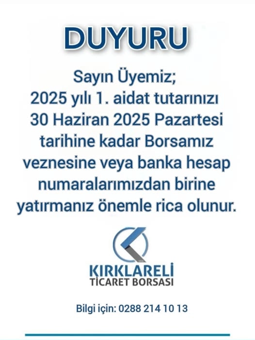 2025 yılı 1.aidat tutarı