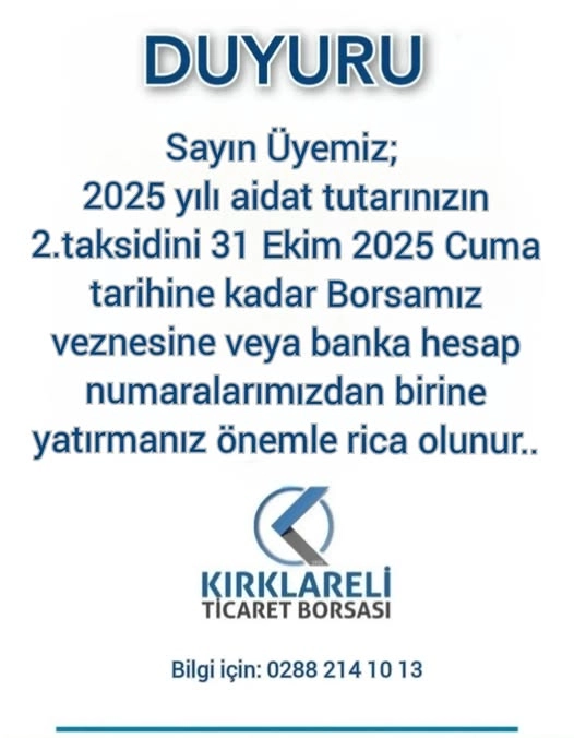 2025 yılı 2. aidat tutarı