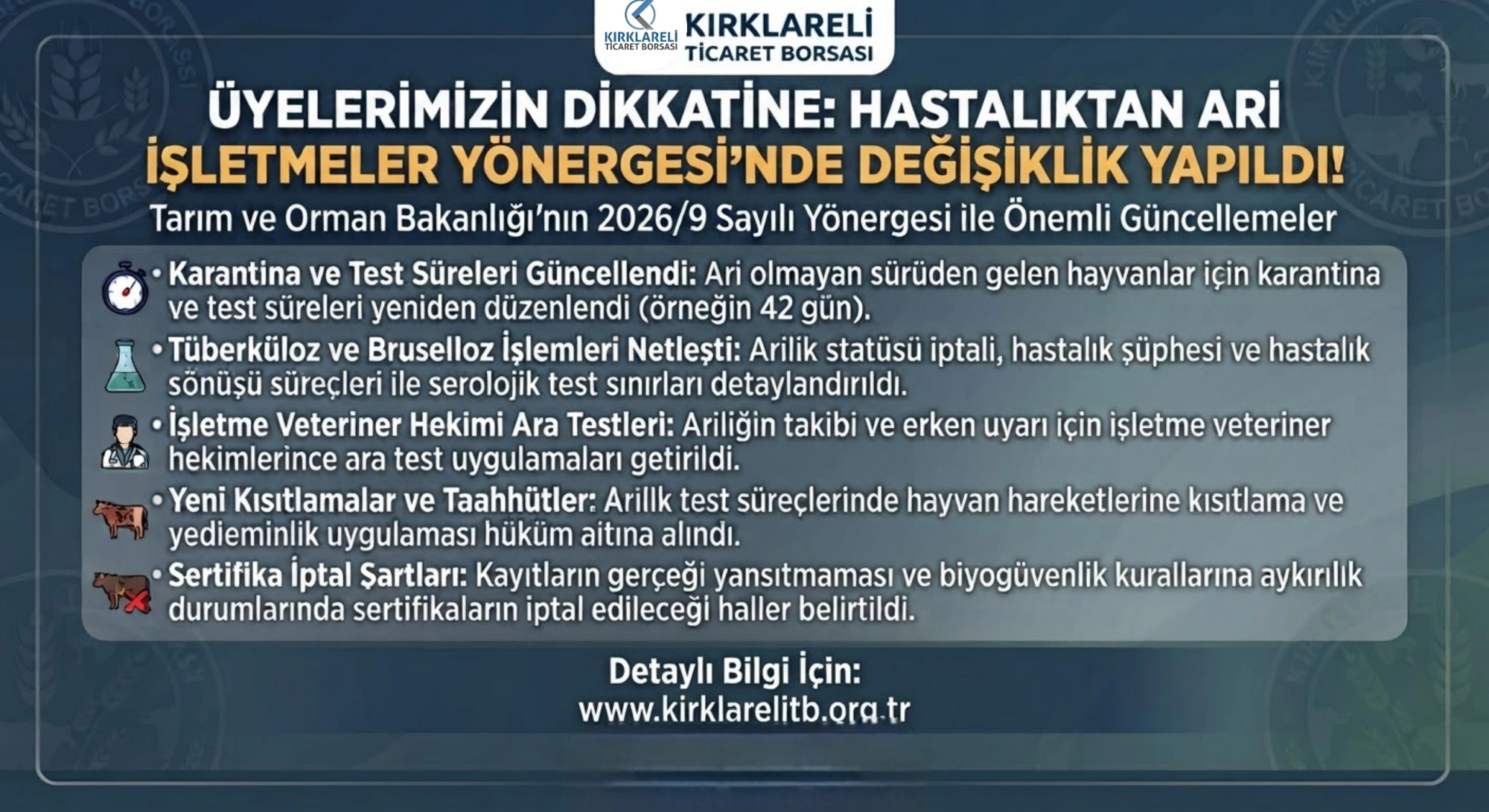 Hastalıktan Ari İşletmeler Yönergesi'nde Önemli Değişiklikler Yapıldı.