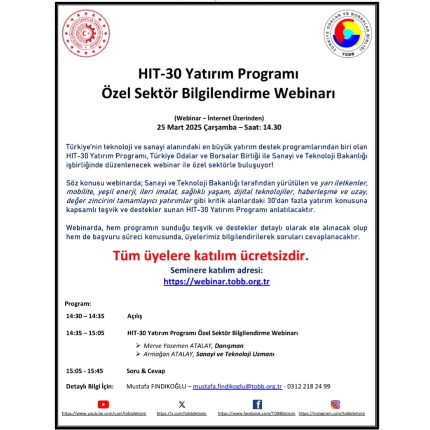 HIT-30 Yatırım Programı Özel Sektör Bilgilendirme Webinarı 