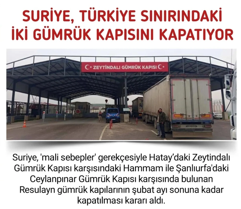 Ras Al-Ayn ve Hammam Sınır Kapılarının Kapatılması Kararı