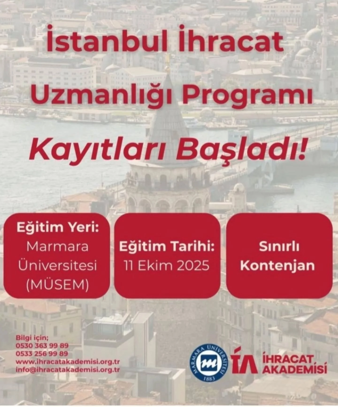 İstanbul İhracat Uzmanlığı Kayıtları Başladı